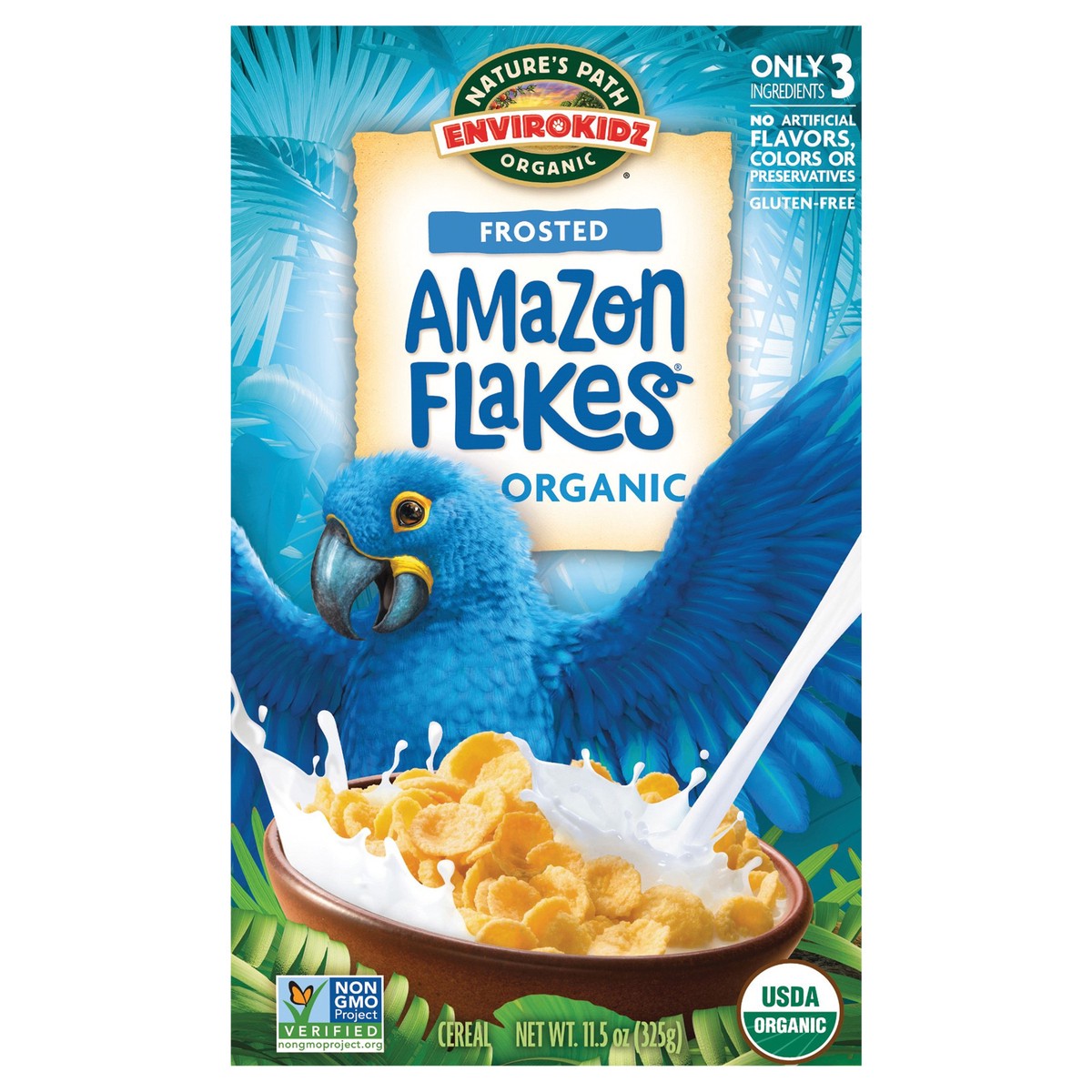 slide 1 of 7, EnviroKidz Nature's Path EnviroKidz Organic Amazon Frosted Flakes Cereal 11oz Box, 11.5 oz