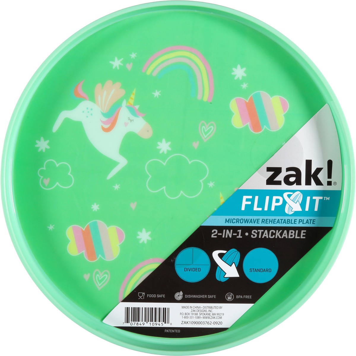 slide 2 of 12, Zak! Designs Zak Flip It Plate Unicorn, 1 ct