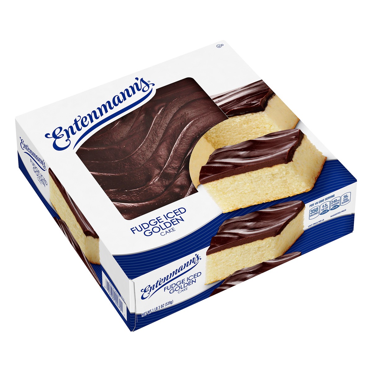 slide 7 of 10, Entenmann's Fudge Iced Golden Cake, 19 oz, Iced Cake, Box, 1 ct