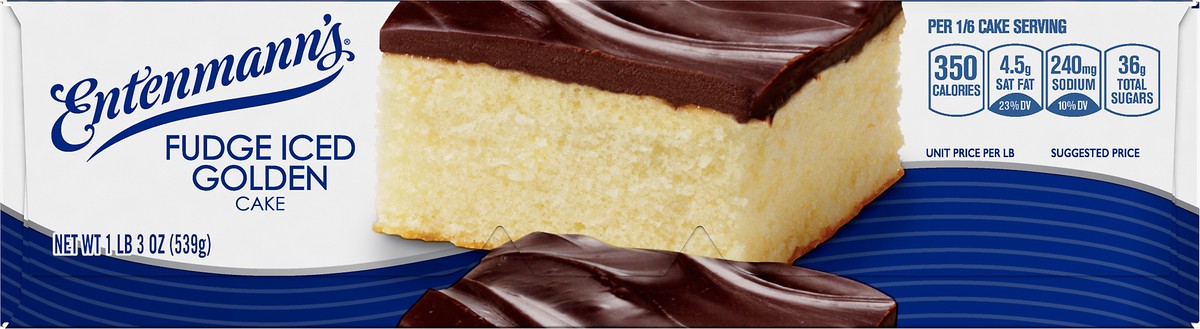 slide 8 of 10, Entenmann's Fudge Iced Golden Cake, 19 oz, Iced Cake, Box, 1 ct