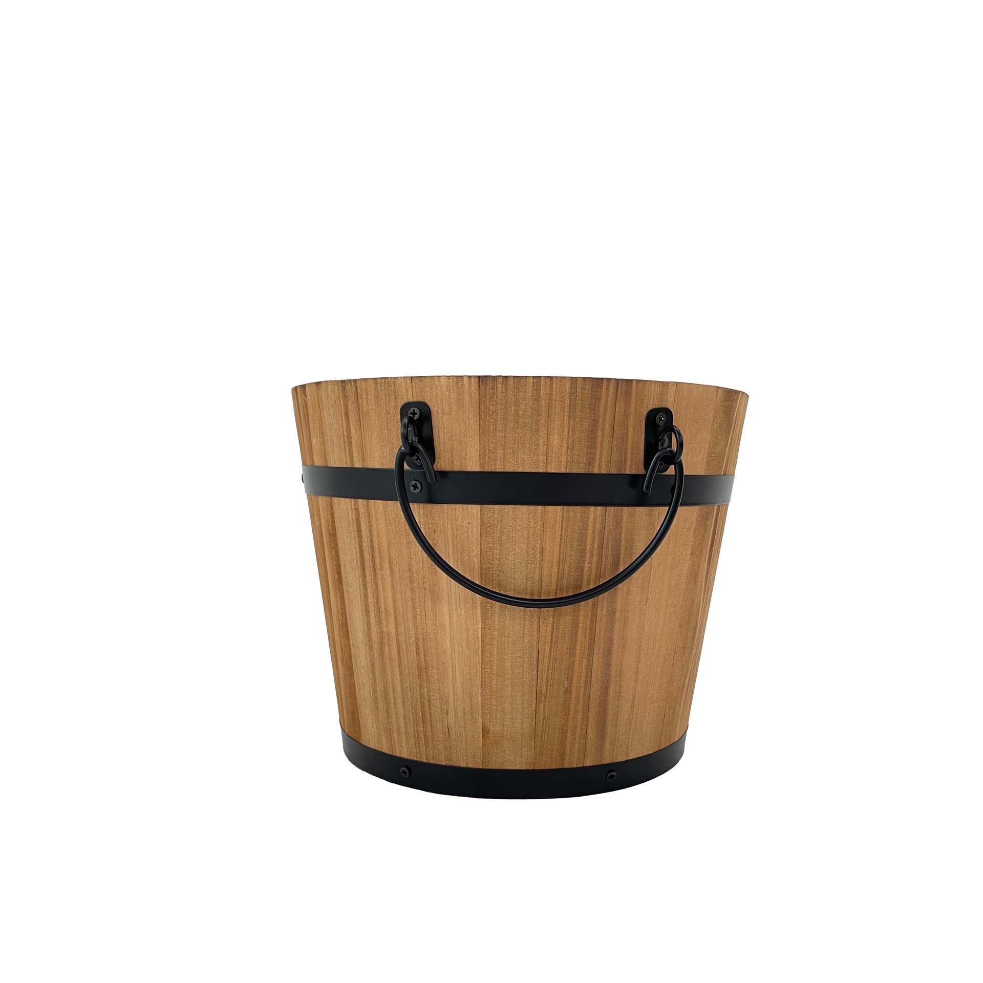 slide 2 of 6, 8" Natural Wood & Metal Bucket By Ashland, 10 in x 10 in x 8 in