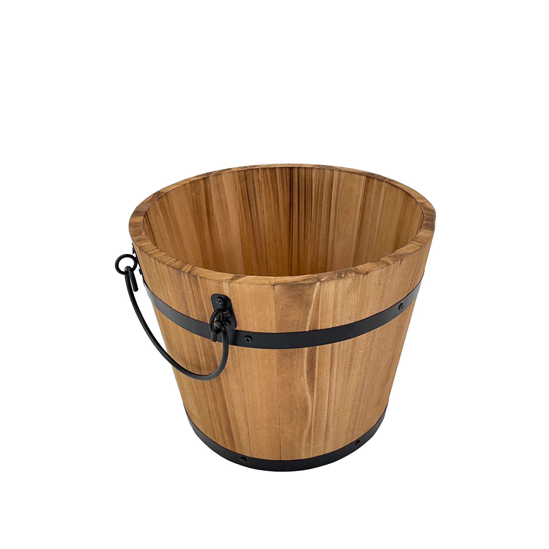 slide 4 of 6, 8" Natural Wood & Metal Bucket By Ashland, 10 in x 10 in x 8 in