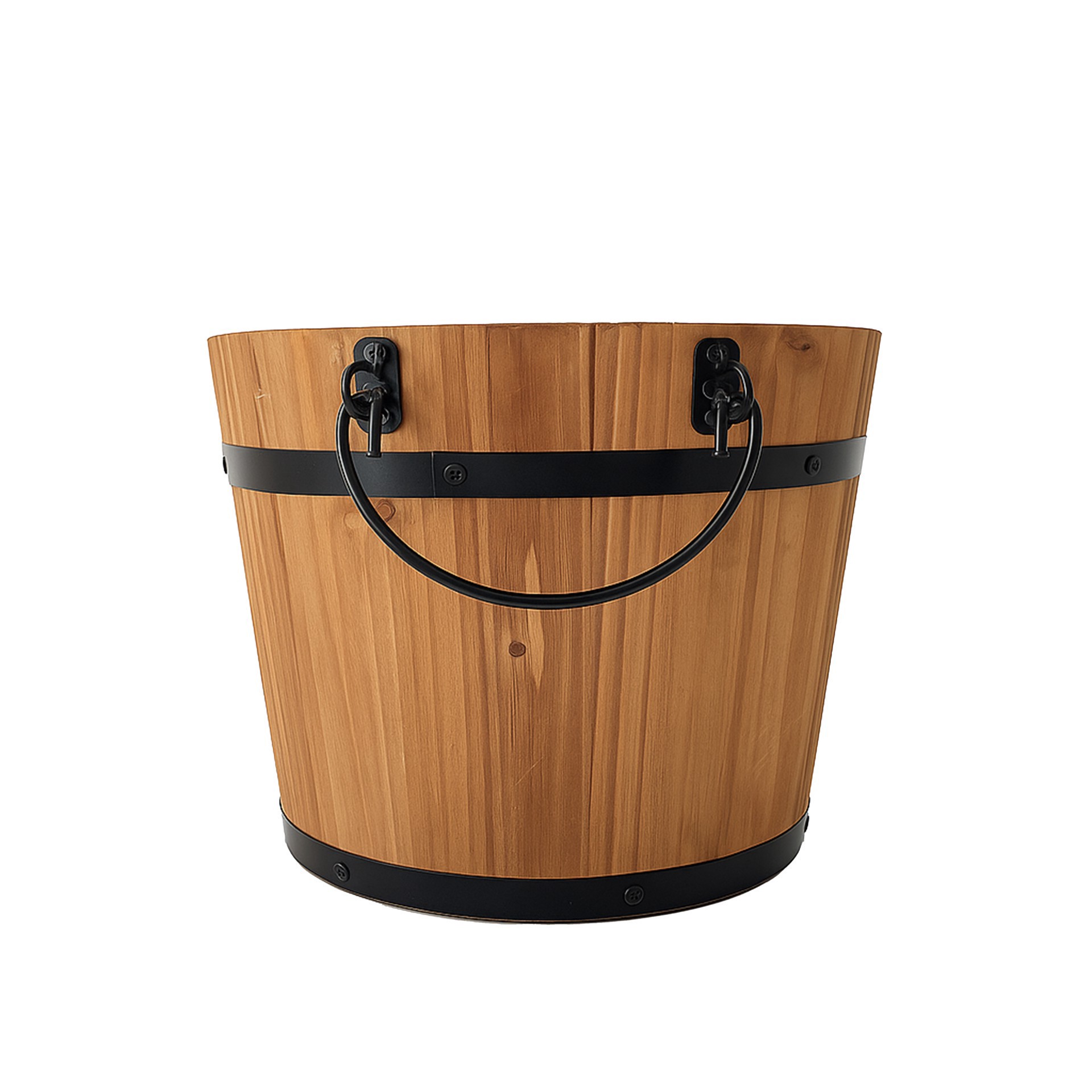 slide 6 of 6, 8" Natural Wood & Metal Bucket By Ashland, 10 in x 10 in x 8 in