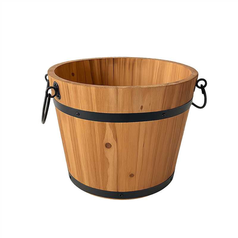 slide 3 of 6, 8" Natural Wood & Metal Bucket By Ashland, 10 in x 10 in x 8 in