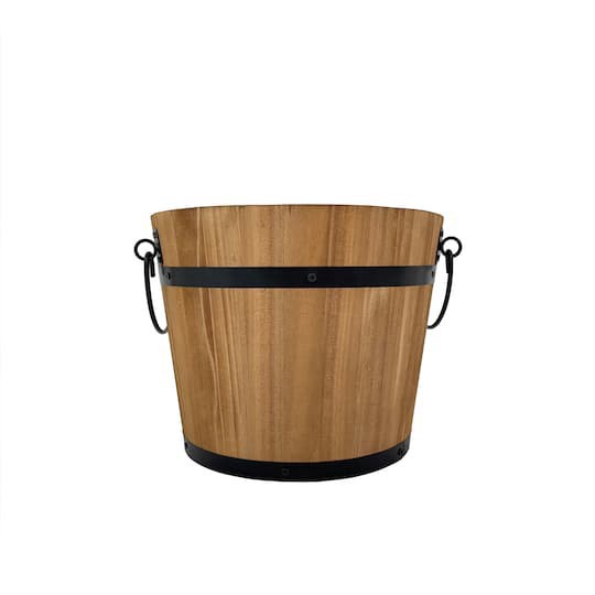 slide 1 of 6, 8" Natural Wood & Metal Bucket By Ashland, 10 in x 10 in x 8 in