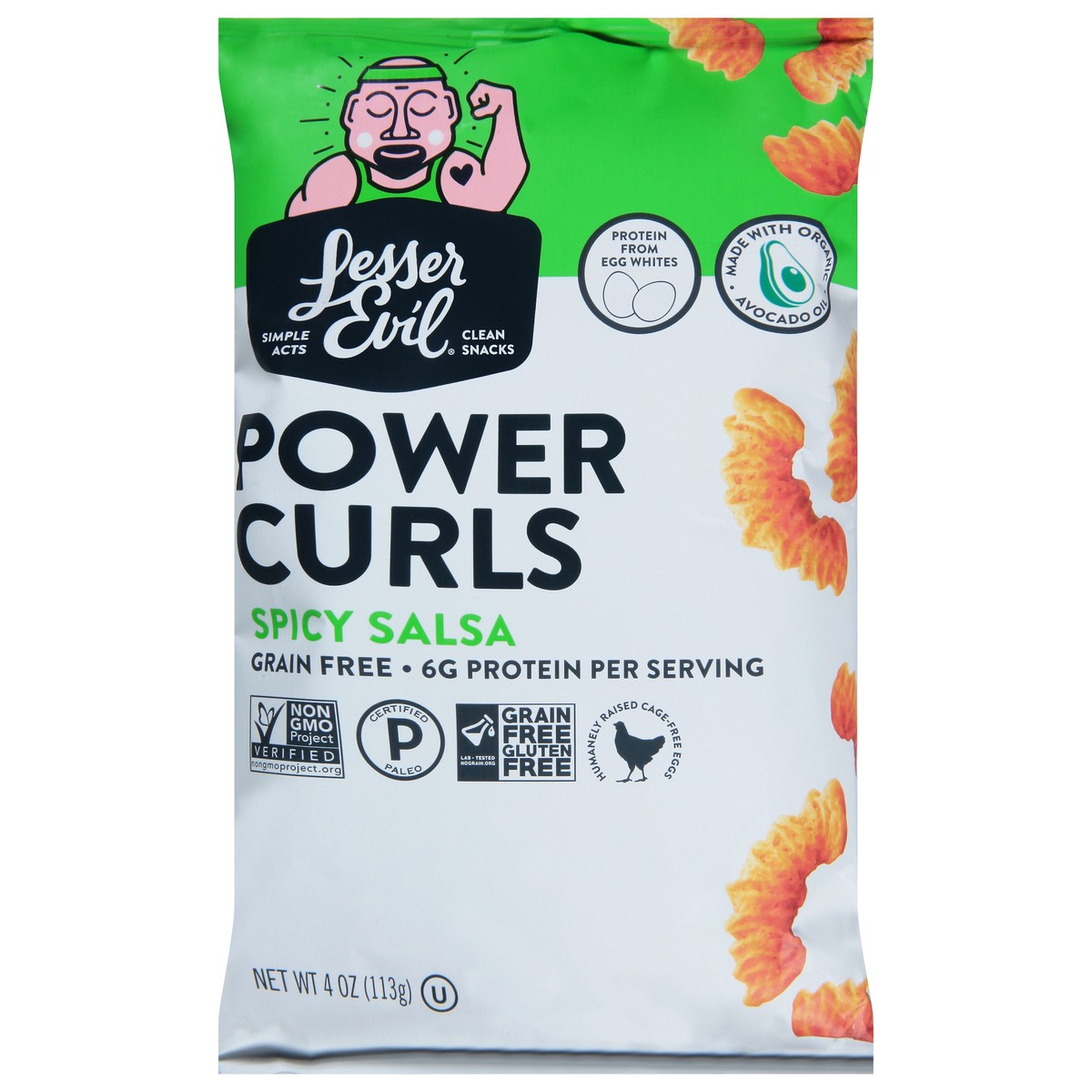 slide 1 of 8, LesserEvil Spicy Salsa Power Curls 4 oz, 4 oz