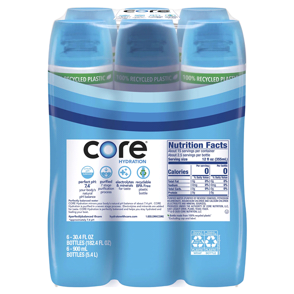 slide 23 of 29, Core Hydration Perfectly Balanced Water 30.4 fl oz bottles, 6 pack, 6 ct; 30.4 fl oz