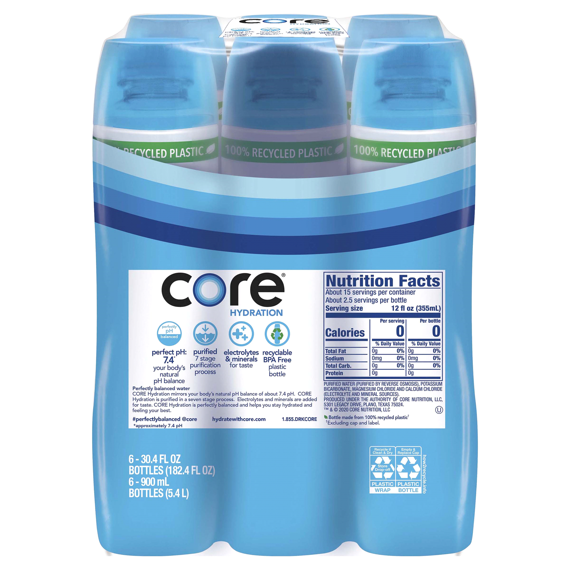 slide 4 of 29, Core Hydration 6 Pack Perfectly Balanced Water 6-30.4 fl oz Bottles, 6 ct; 30.4 fl oz