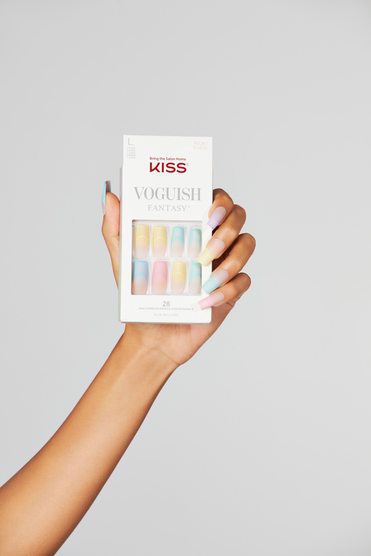 slide 5 of 5, KISS Voguish Fantasy Long Square Press-On Nails, Summertime, Multi-Pastel, 31 Ct., 1 ct