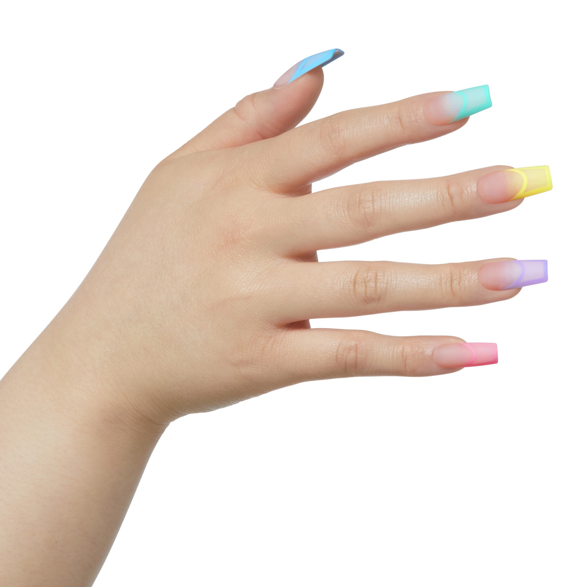 slide 3 of 5, KISS Voguish Fantasy Long Square Press-On Nails, Summertime, Multi-Pastel, 31 Ct., 1 ct