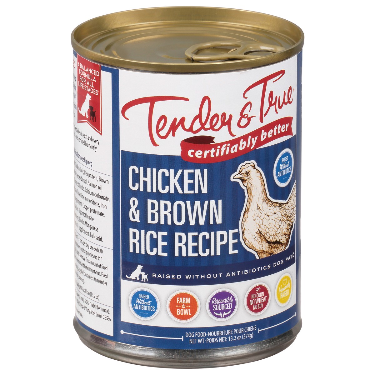 slide 11 of 14, Tender & True Chicken & Brown Rice Recipe Dog Food Pate 13.2 oz, 13.2 oz