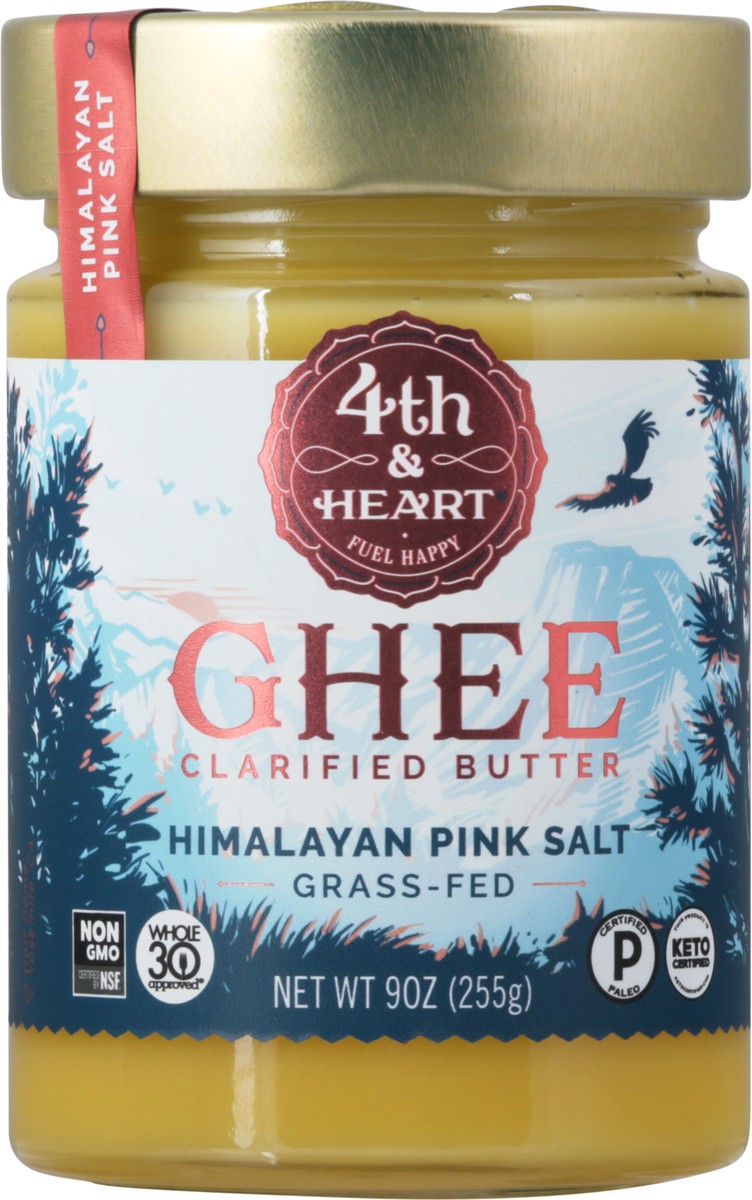 slide 1 of 14, 4th & Heart Gluten Free Grass-Fed Pink Salt Ghee (Clarified Butter), 9 oz