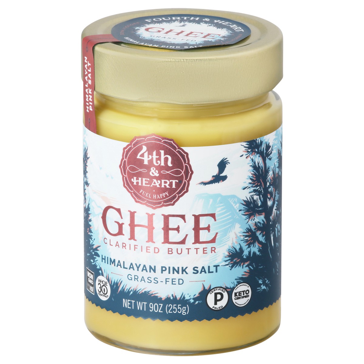 slide 2 of 14, 4th & Heart Gluten Free Grass-Fed Pink Salt Ghee (Clarified Butter), 9 oz