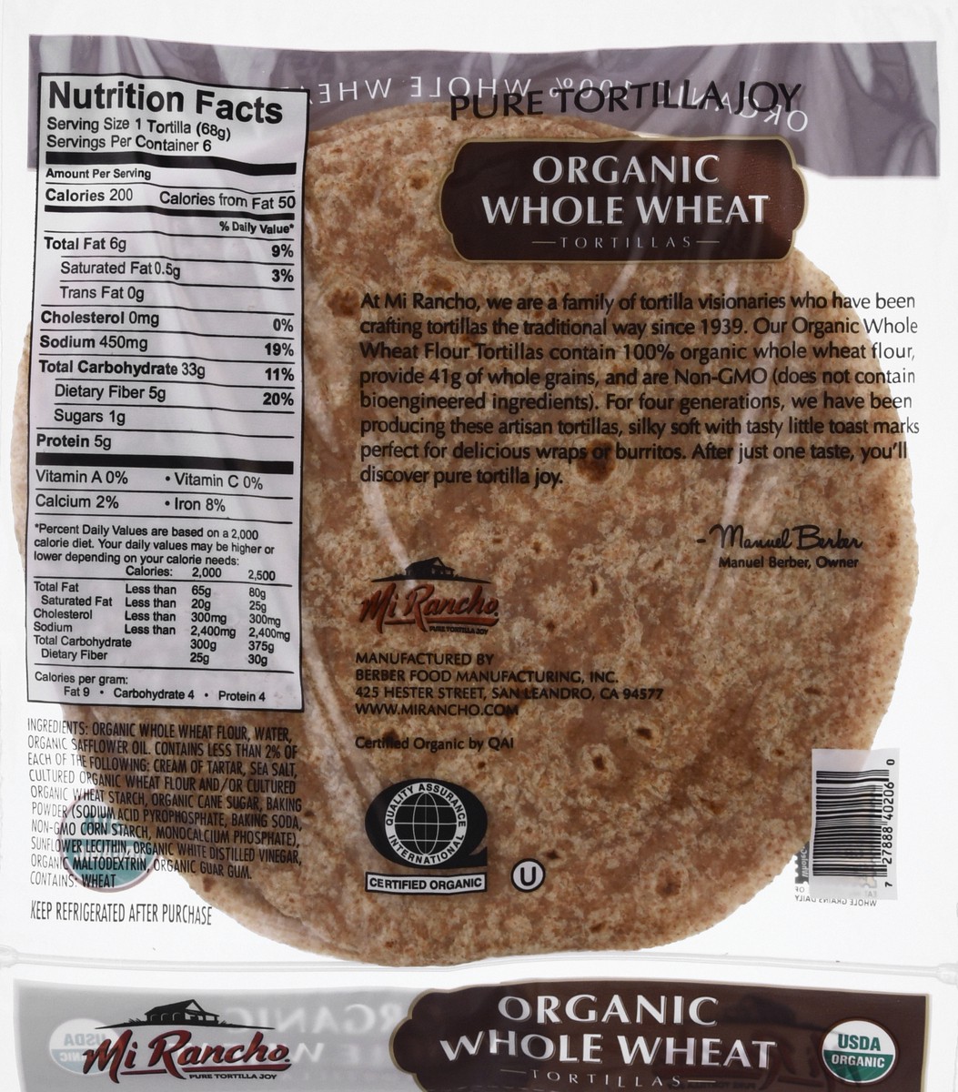 slide 10 of 10, Mi Rancho Organic 100% Whole Wheat Tortillas, 14.4 oz