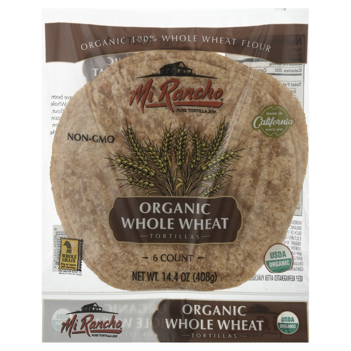 slide 1 of 10, Mi Rancho Organic 100% Whole Wheat Tortillas, 14.4 oz