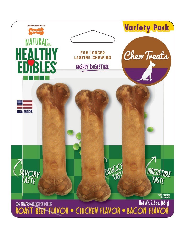 slide 1 of 1, Nylabone Healthy Edibles Dog Small Bones Variety Pack, 3 ct