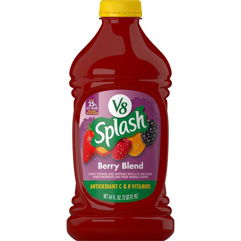 slide 1 of 5, V8 Splash Berry Blend Flavored Juice Beverage, 64 FL OZ Bottle, 64 oz