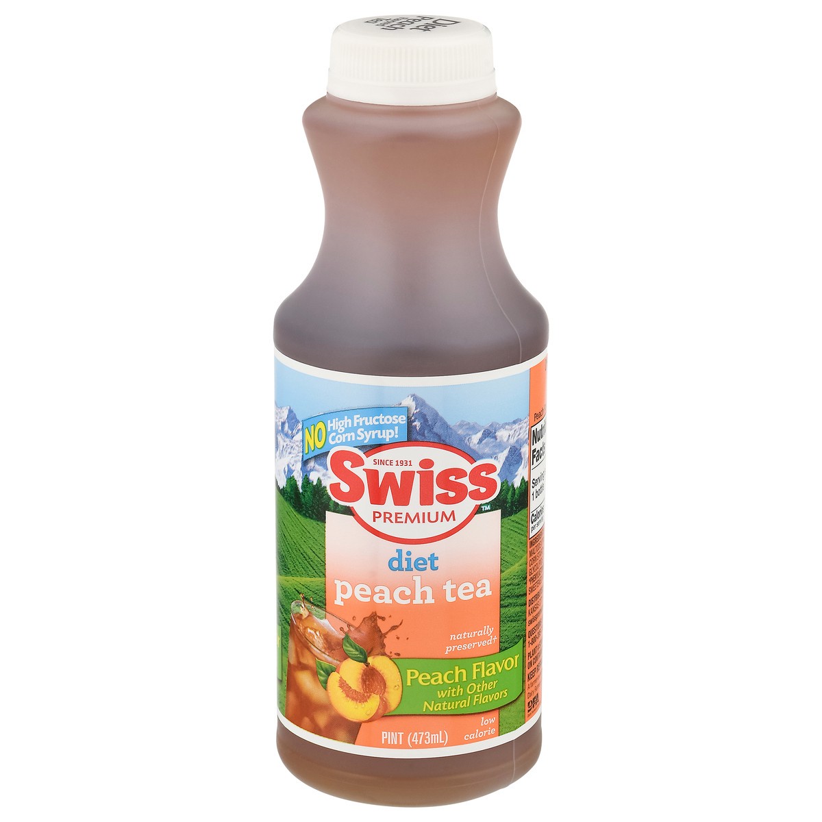 slide 4 of 4, Swiss Premium Diet Peach Tea 1 pt, 1 pint