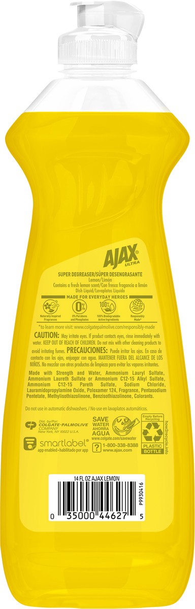 slide 4 of 8, Ajax Ultra Super Degreaser Liquid Dish Soap, Lemon - 14 Fluid Ounce, 14 fl oz