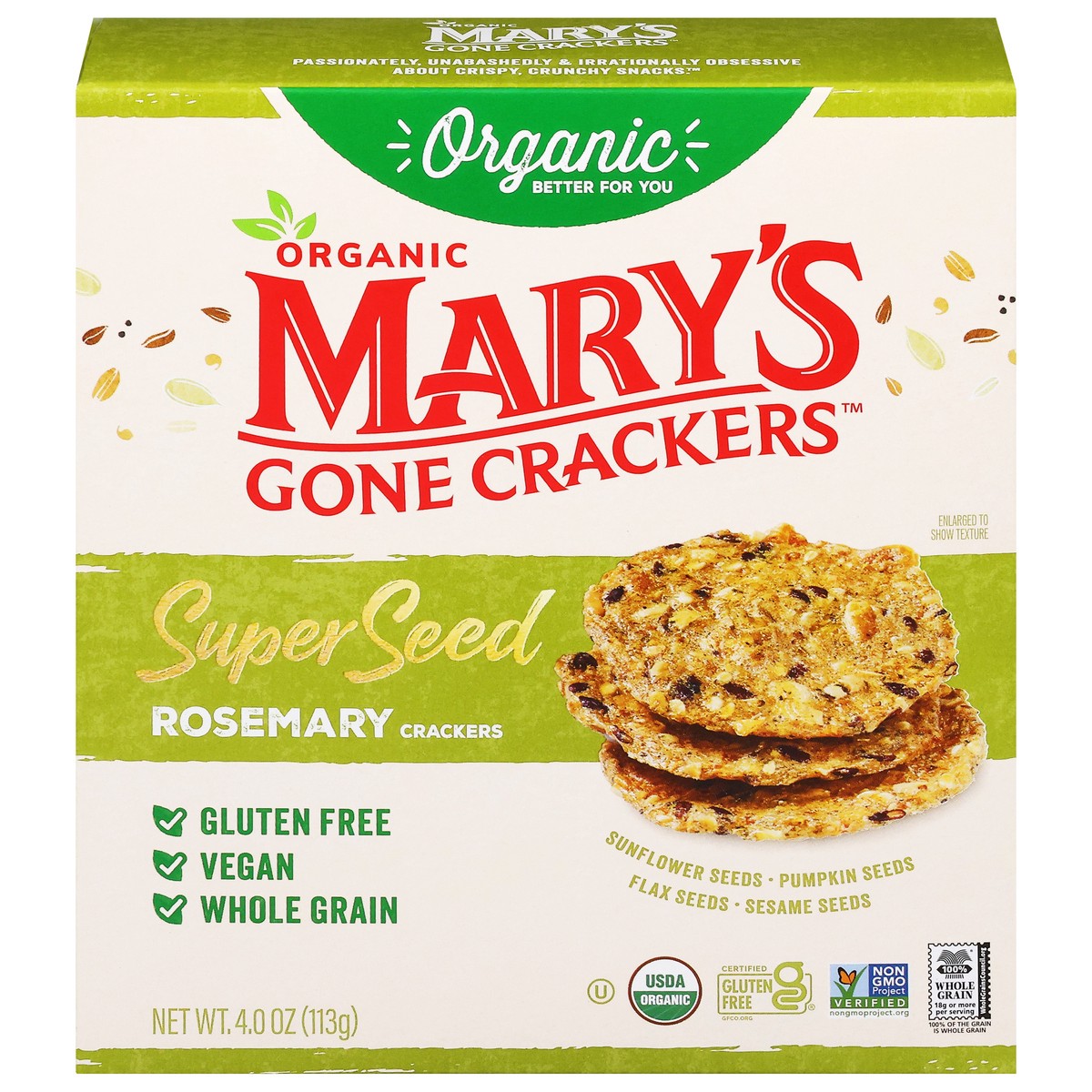 slide 1 of 14, Mary's Gone Crackers Super Seed Rosemary Crackers 4.0 oz, 4 oz