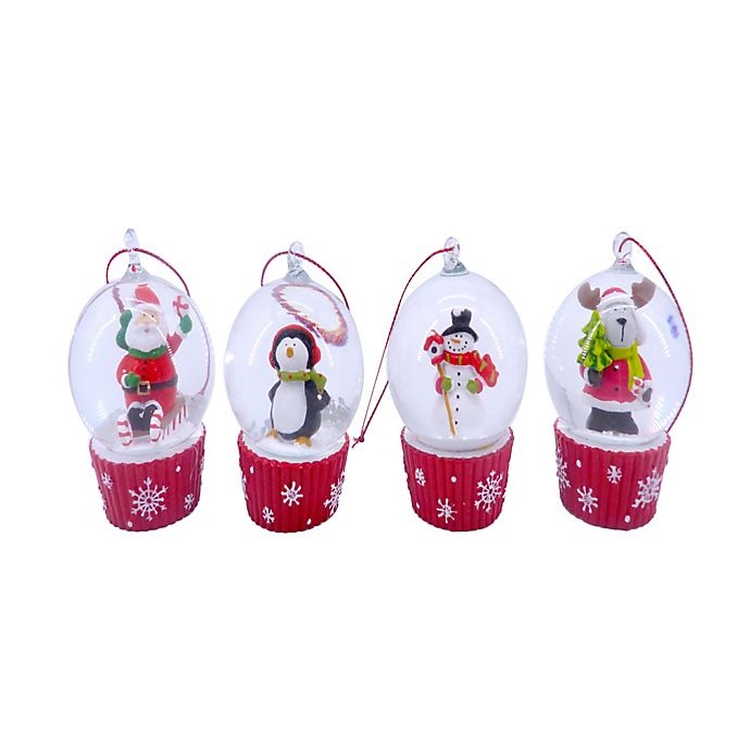 slide 2 of 5, Winter Wonderland Mini Snow Globe Christmas Ornaments, 4 ct