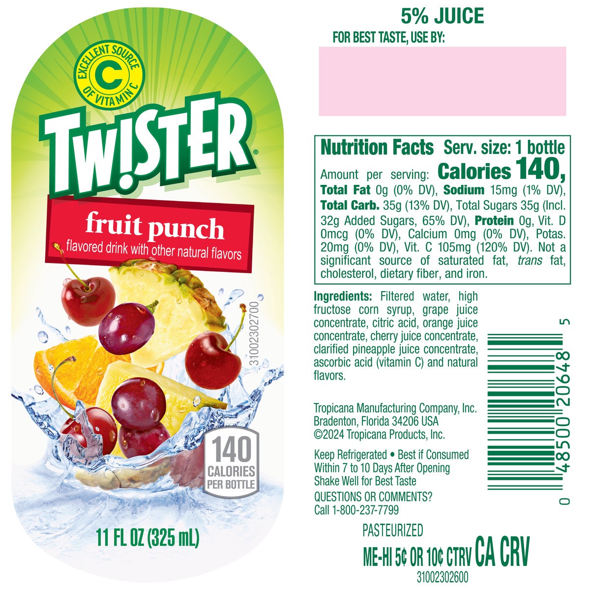 slide 4 of 12, Twister Fruit Punch, 11 Fl Oz, 11 oz