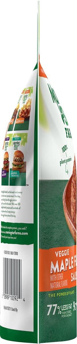 slide 11 of 13, MorningStar Farms Plant Based Sausage Patties, Vegan Meat, Maple Flavored, 6 Count, 8 oz