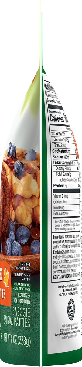 slide 9 of 13, MorningStar Farms Plant Based Sausage Patties, Vegan Meat, Maple Flavored, 6 Count, 8 oz