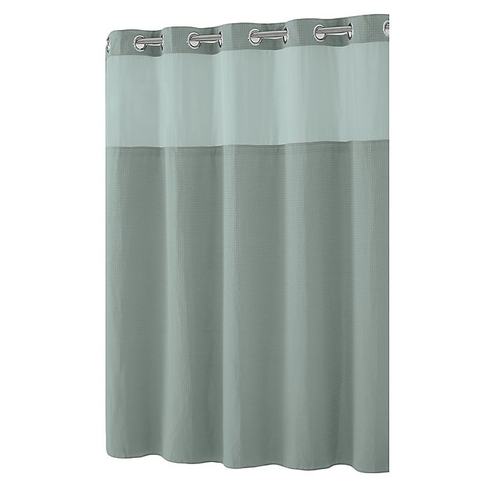 slide 1 of 2, Hookless Waffle Stall Fabric Shower Curtain - Jade, 54 in x 80 in