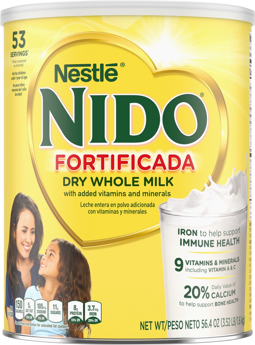 slide 2 of 9, NIDO Fortificada Powdered Drink Mix - Dry Whole Milk Powder with Vitamins and Minerals Canister, 56.4 oz
