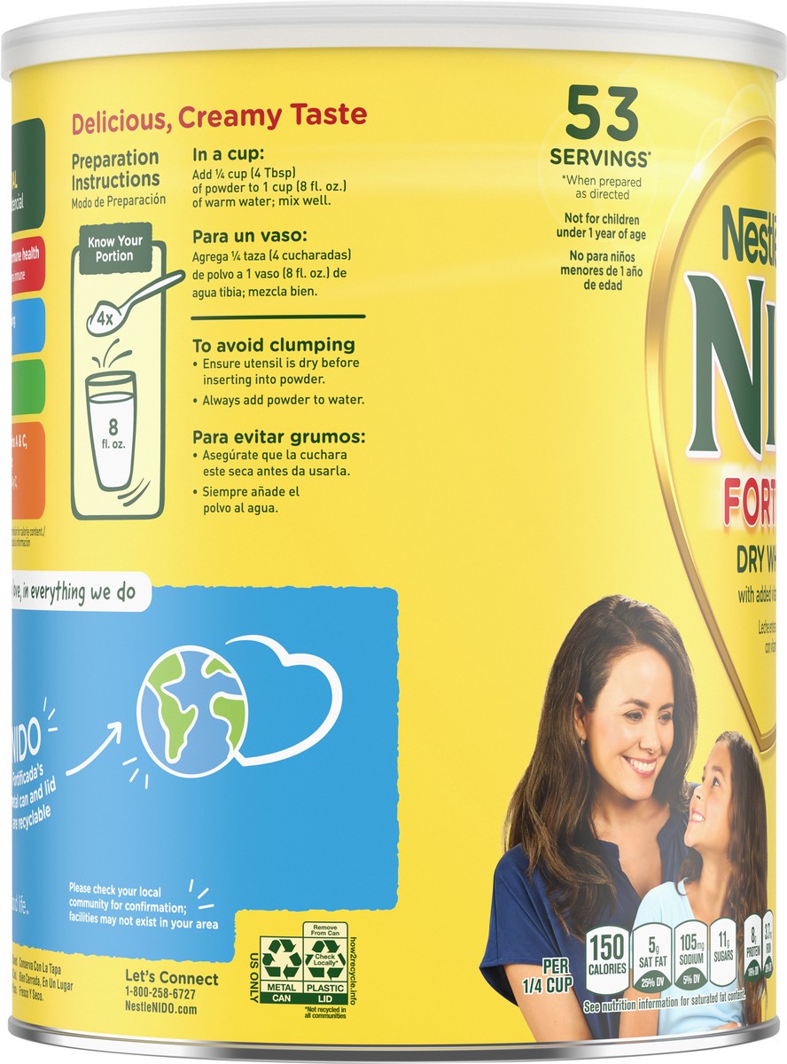slide 3 of 9, NIDO Fortificada Powdered Drink Mix - Dry Whole Milk Powder with Vitamins and Minerals Canister, 56.4 oz