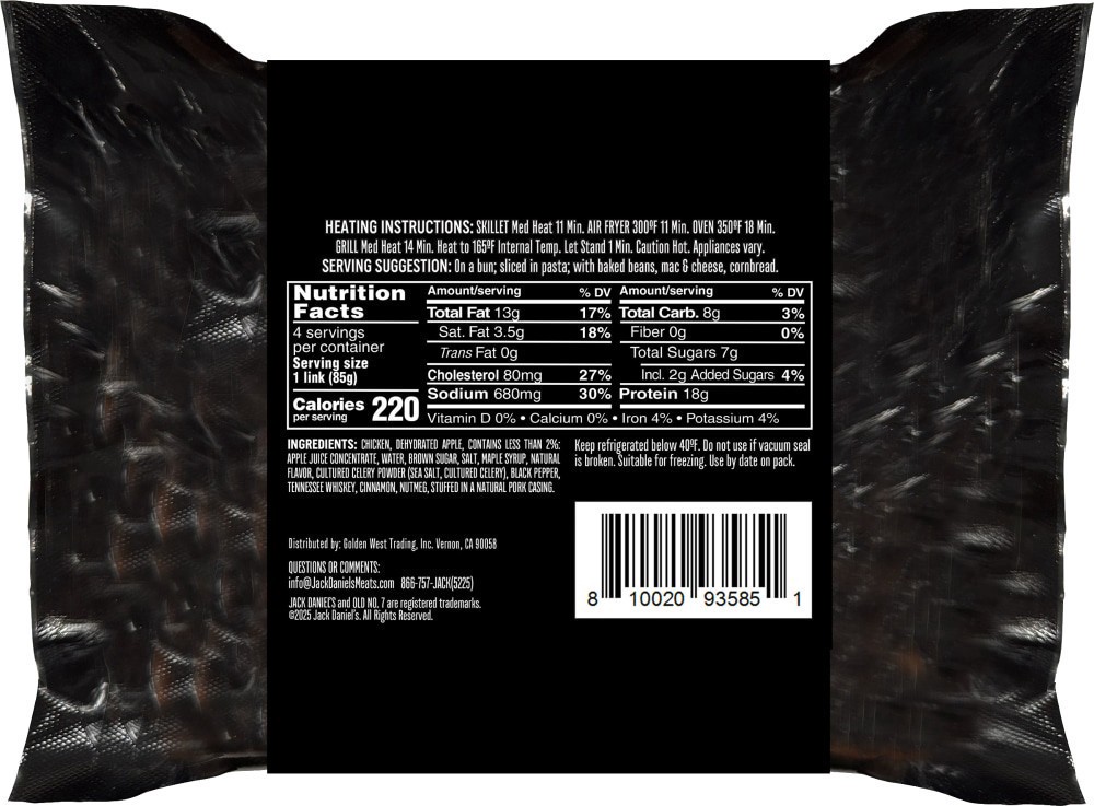 slide 2 of 2, Jack Daniels Chicken Apple Sausage 12 Oz - 12 Oz, 12 oz