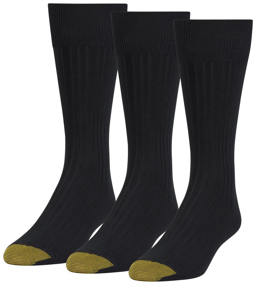 slide 1 of 1, Gold Toe Non-Binding Rayon Crew Socks - Black, 3 ct
