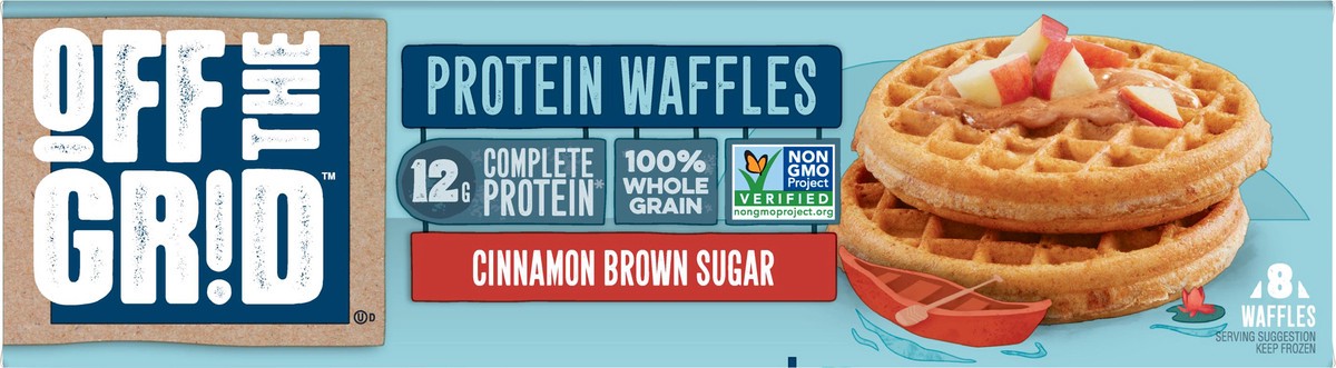 slide 7 of 10, Off The Grid Kellogg's Off the Grid Frozen Waffles of Complete Protein, Cinnamon Brown Sugar, 10.7 oz