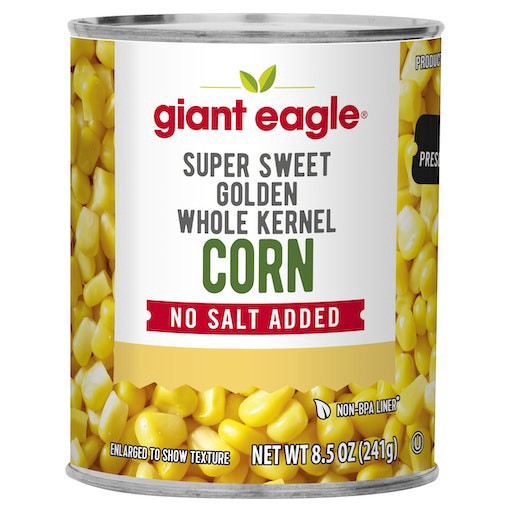 slide 1 of 1, Giant Eagle Golden Whole Kernel Corn, No Salt Added, 8.5 oz