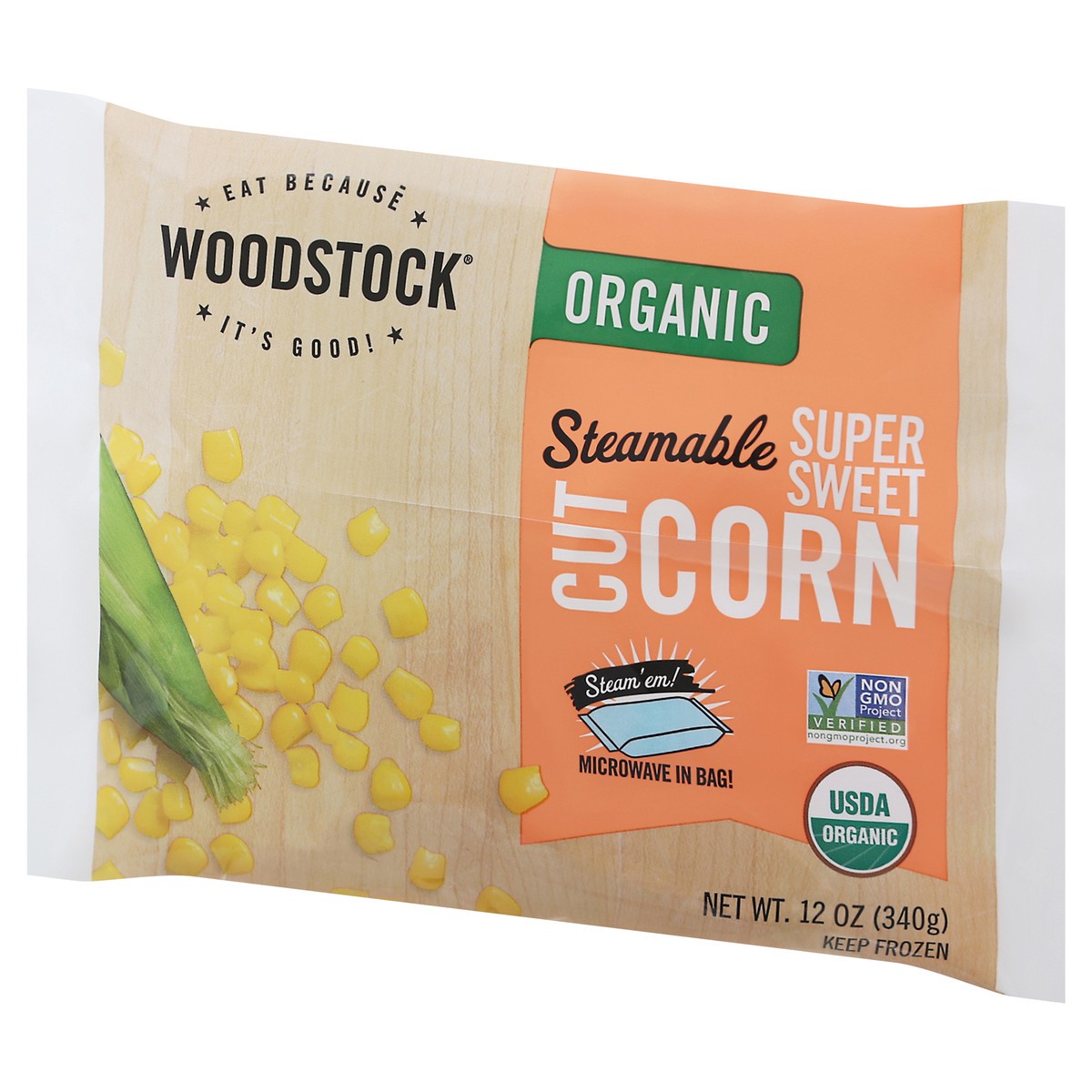 slide 3 of 14, Woodstock Organic Steamable Super Sweet Cut Corn 12 oz, 12 oz