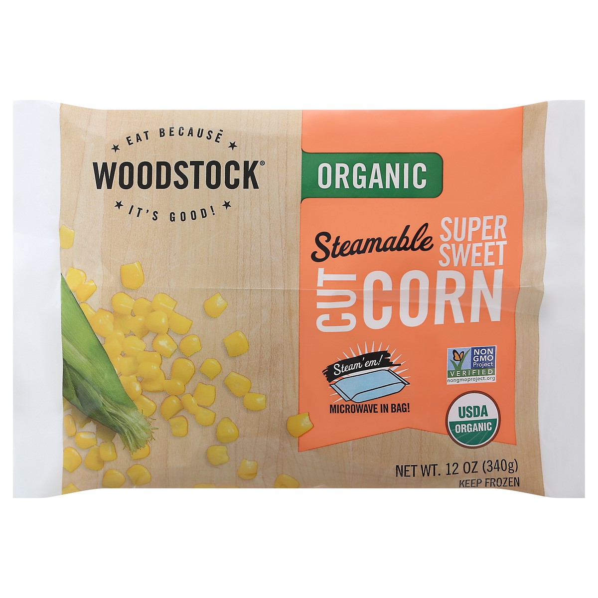 slide 2 of 14, Woodstock Organic Steamable Super Sweet Cut Corn 12 oz, 12 oz