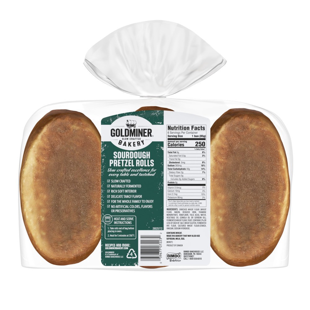 slide 2 of 2, Goldminer Sourdough Pretzel Rolls, 6 ct; 18 oz
