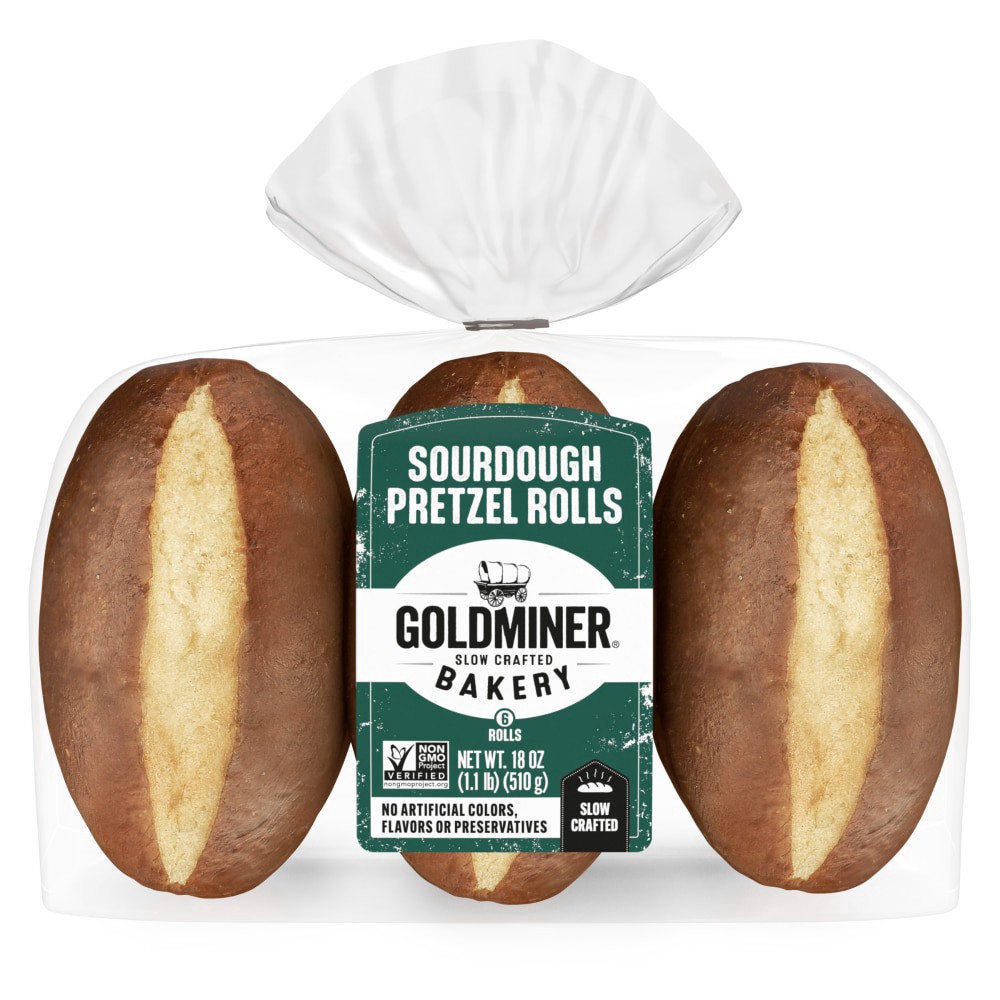 slide 1 of 2, Goldminer Sourdough Pretzel Rolls, 6 ct; 18 oz