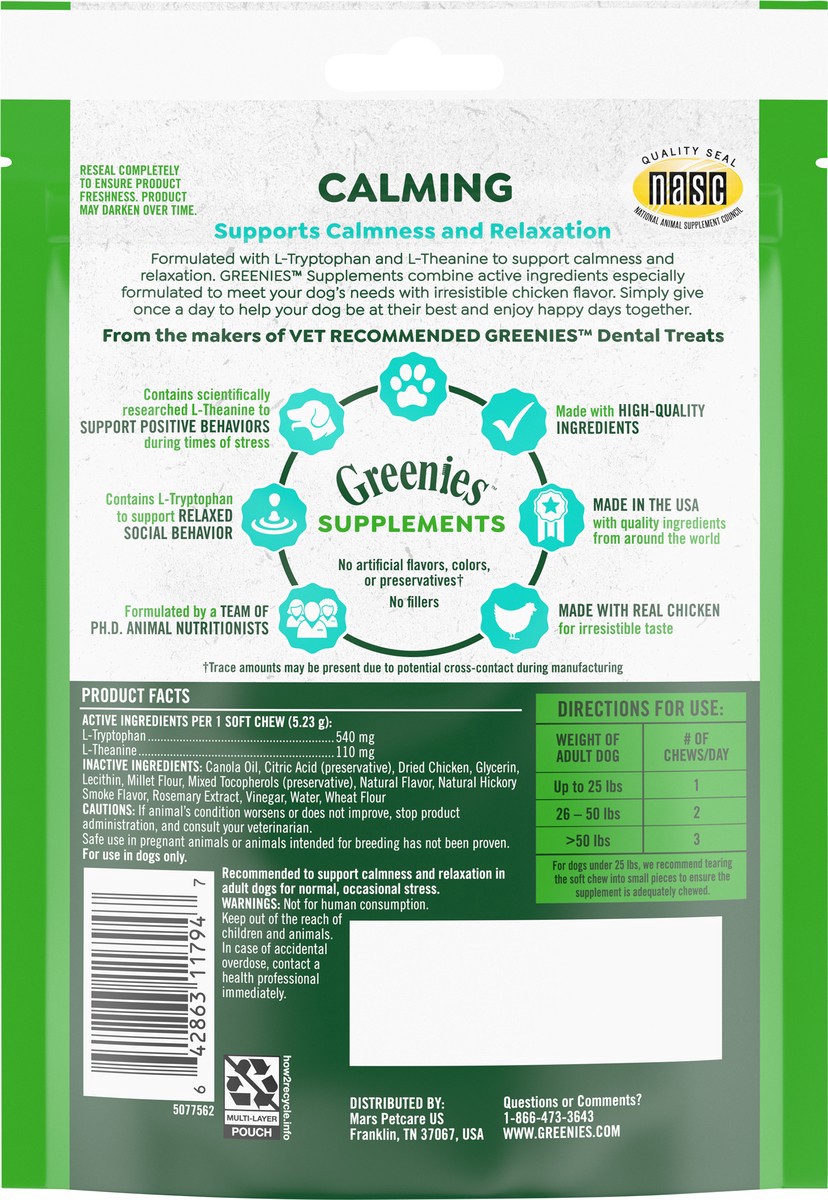 slide 13 of 13, Greenies Calming Chicken Flavor Supplements 40 ea, 40 ct