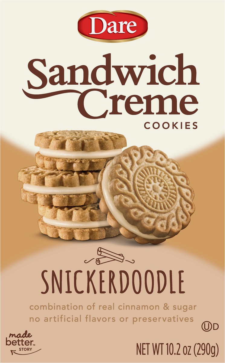 slide 3 of 7, Dare Sandwich Creme Snickerdoodle Cookies, 10.2 oz