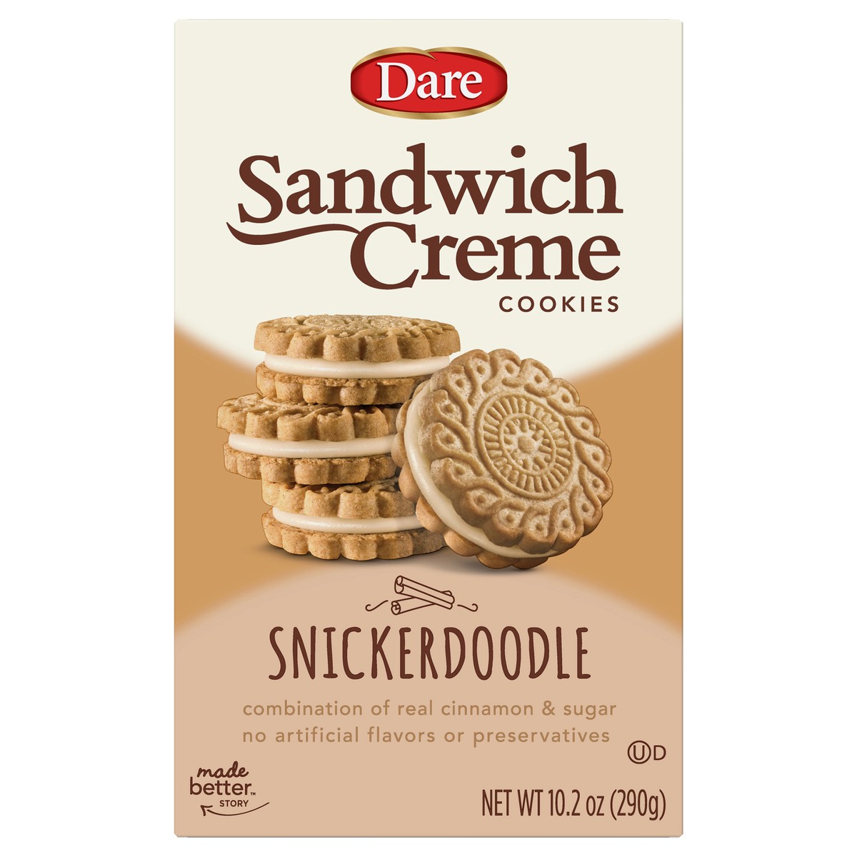 slide 1 of 7, Dare Sandwich Creme Snickerdoodle Cookies, 10.2 oz
