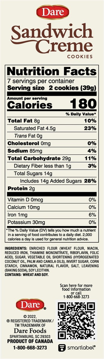 slide 7 of 7, Dare Sandwich Creme Snickerdoodle Cookies, 10.2 oz