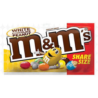 slide 1 of 1, M&M's White Chocolate Share Size Candy Pouch, 2.8 oz