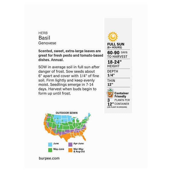 slide 4 of 5, Burpee Genovese Basil Seeds - Green, 1 ct