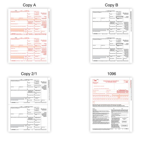 slide 2 of 3, Office Depot Brand 1099-Misc Laser Tax Forms, 4-Part, 2-Up, 8-1/2"" X 11"", Pack Of 50 Form Sets, 50 ct