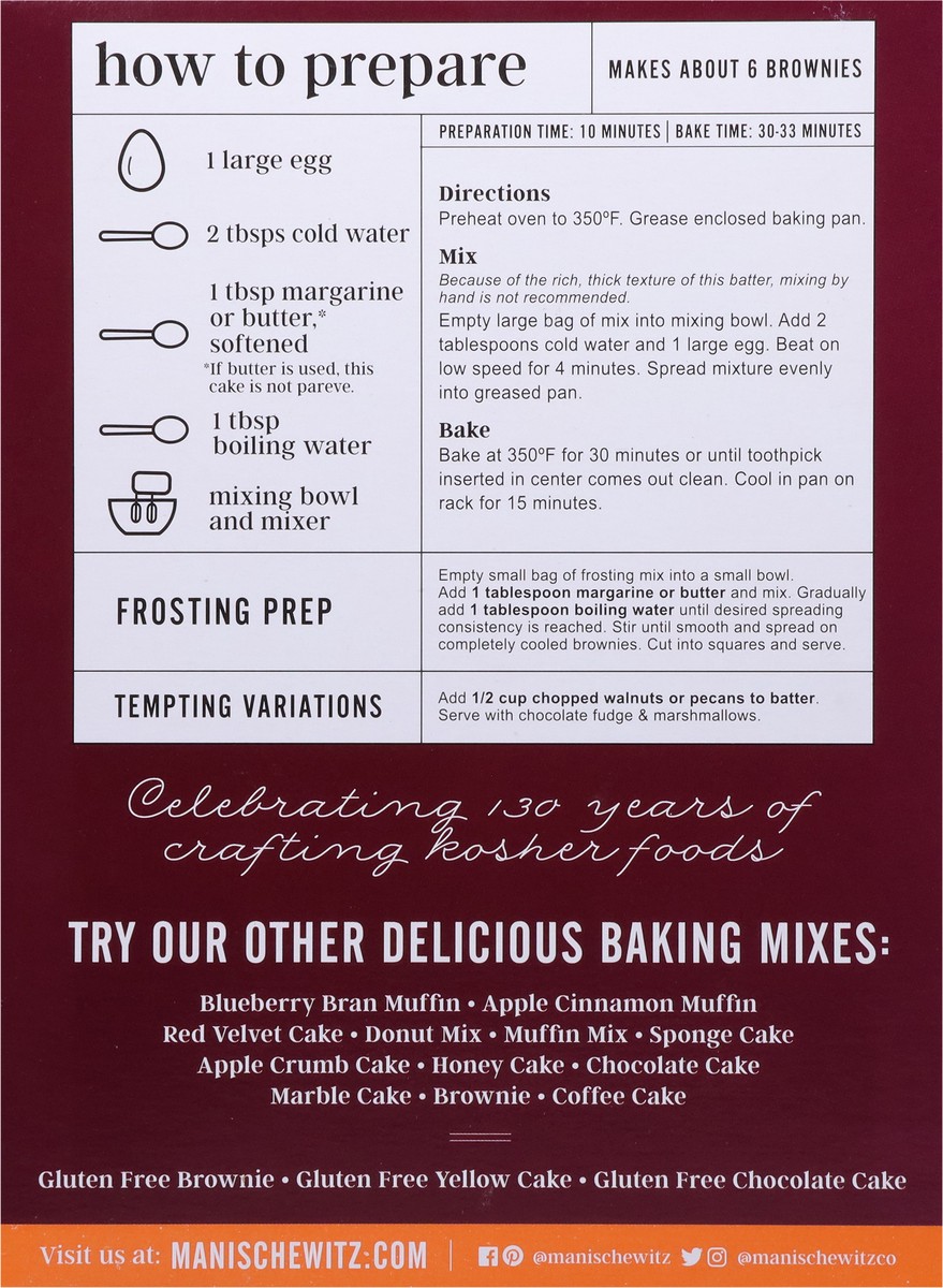 slide 5 of 9, Manischewitz The Passover Collection Fudgey Gooey Brownie Mix with Real Chocolate Chips - 14 oz, 14 oz