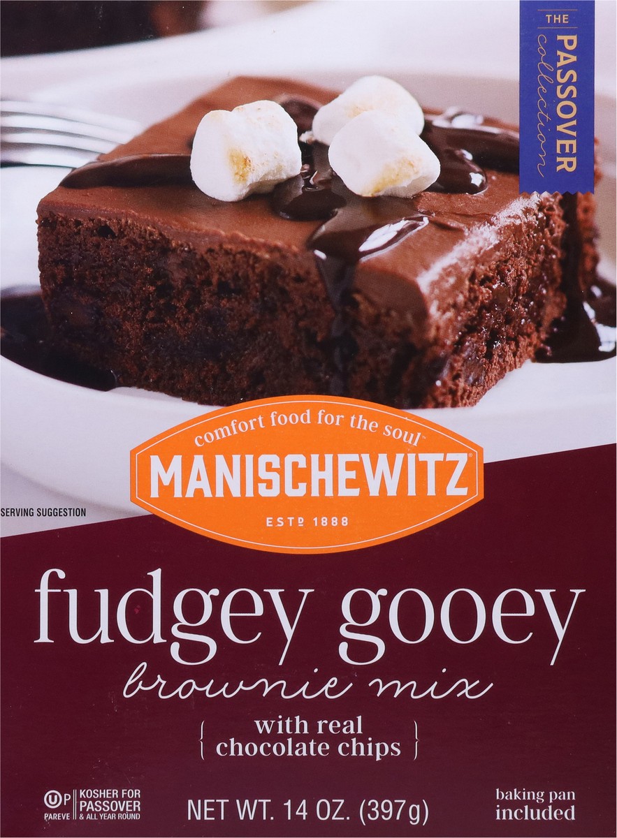 slide 2 of 9, Manischewitz The Passover Collection Fudgey Gooey Brownie Mix with Real Chocolate Chips - 14 oz, 14 oz