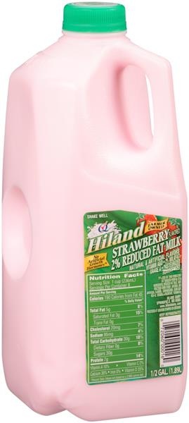 slide 1 of 1, Hiland Dairy Strawberry 2% Reduced Fat Milk, 1/2 gal