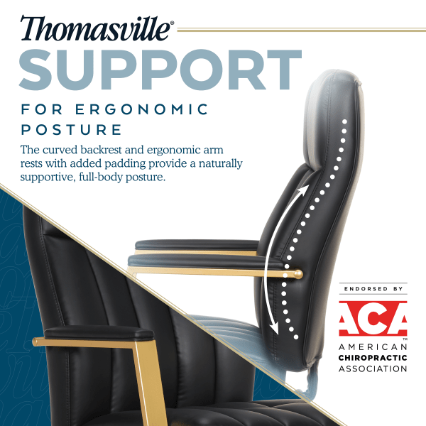 slide 7 of 10, Thomasville Lyndale Ergonomic Vegan Leather Mid-Back Office Chair, Black/Gold, 1 ct